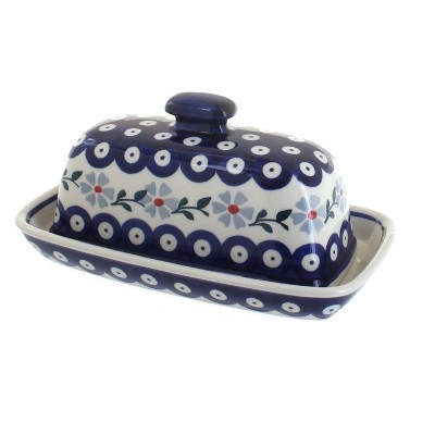 Blue Rose Polish Pottery Blue Violet Butter Dish