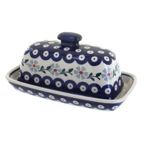 Blue Rose Polish Pottery M074 Manufaktura Butter DIsh - 1 of 2