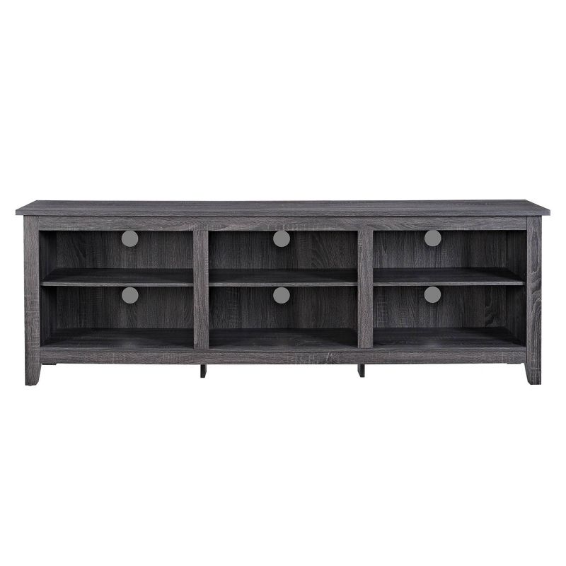 Transitional 6 Cubby Wood Open Storage Wood TV Stand for TVs up to 80"- Saracina Home, 6 of 18