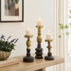Danya B. Nara Antique Brass and Vintage Wood Taper Candlestick and Pillar Candle Holders - Set of 3 - 2 of 4