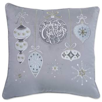 16.5"x16.5" Indoor Christmas 'Velvet Ornaments' Multi Square Throw Pillow Cover - Pillow Perfect