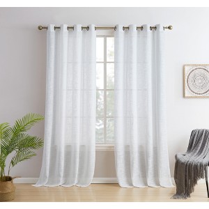 HLC.ME Madison Faux Linen Textured Thicker Sheers Privacy Light Filtering Window Grommet Curtains Drapery Panels, Set of 2 - 1 of 4