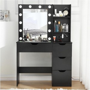 Makeup Vanity Desk with 4 Drawers, 2 Shelves, Modern Dresser, Bedroom or Dressing Room - 1 of 4