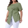 Agnes Orinda Women's Plus Size Asymmetrical Hem Short Sleeve Twist Knot T-Shirt - 2 of 4