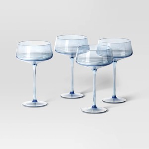 11.84oz 4pk Coupe Cocktail Glass Set Blue - Threshold™: Luxury & Glam Drinkware, Hand Wash, Cold Beverages, Service for 1 - 1 of 4