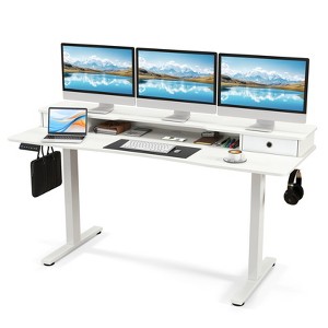 Tangkula 63" x 24" Standing Desk with Drawers Electric Stand-up Desk with Monitor Stand - 1 of 4