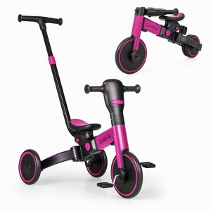 Infans 4-in-1 Kids Tricycle Foldable Toddler Balance Bike with Parent Push Handle Pink - 1 of 4