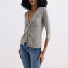 Reistor Womens Twist Front Knit Shirt in Light Olive - 3 of 4