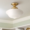 Regency Hill Modern Ceiling Light Semi Flush Mount Fixture 12 3/4" Wide Soft Gold White Glass Shade for Bedroom Kitchen Schoolhouse - 2 of 4