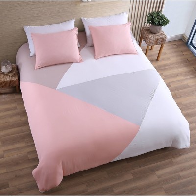Twin Pink and Gray Microfiber Reversible Comforter Set