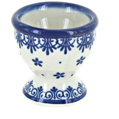 Blue Rose Polish Pottery Medallion Egg Cup