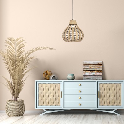 Everett 63" Black Metal Pendant Light with Globe-Shaped Rattan Shade