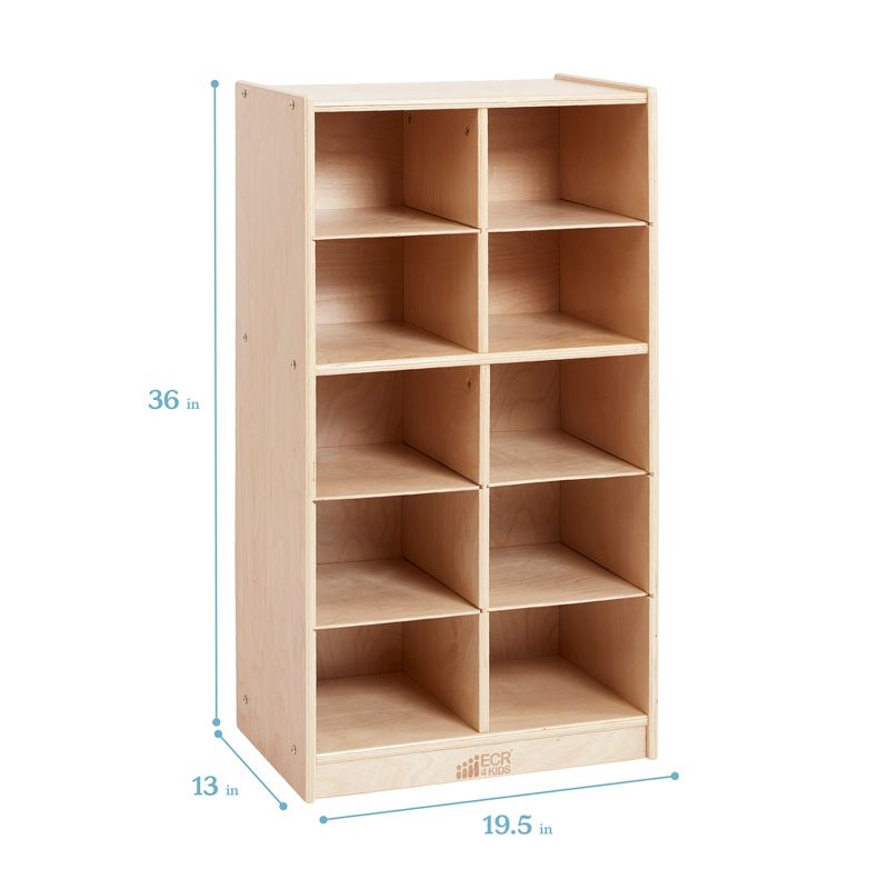 ECR4Kids 10 Cubby School Storage Cabinet - Rolling Cabinet with Tray Slots, 3 of 10