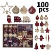 100-Piece Shatterproof Christmas Ornaments Set with Assorted Glitter Balls & Star Tree Topper for Xmas Wedding Anniversary Decor - 2 of 4