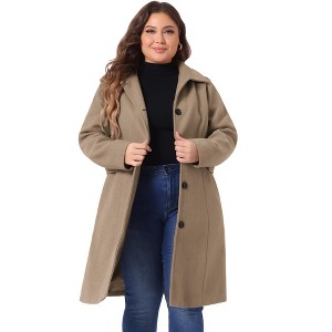 Agnes Orinda Women's Plus Size Winter Single Breasted Outfits Utility Belted Fashion Overcoats - 1 of 4