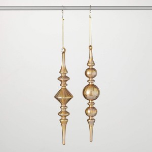12"H & 12"H Sullivans Christmas Metallic Finial Ornament Set of 2  Silver-Gold - 1 of 2