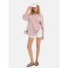 EXLURA Summer 3/4 Length Sleeve Womens Tops Casual Loose V Neck Tunic Tops Oversize T Shirts Solid Basic Tees Blouses 2025 - 3 of 4