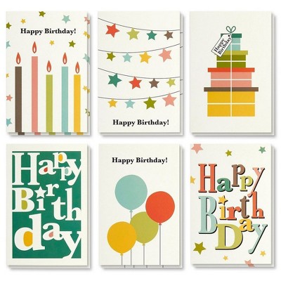 Birthday Card - 48-Pack Birthday Cards Box Set, Happy Birthday Cards - Bright Party Designs Birthday Card Bulk, Envelopes Included, 4 x 6 inches