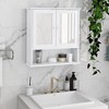 Bathroom Wall Cabinet, Wall Mounted Medicine Cabinets With Double Mirror Door, Hanging Cabinet With Adjustable Shelves And Open Shelf - 3 of 4