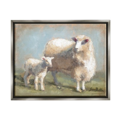 Stupell Industries Sheep Lamb Family Farm Framed Floater Canvas Wall Art