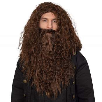 Skeleteen Men's Wig and Beard Costume Set - Brown