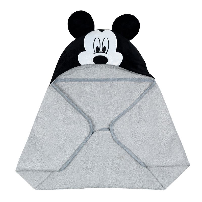 Lambs & Ivy Disney Baby Mickey Mouse Gray Cotton Hooded Baby Bath Towel, 4 of 6