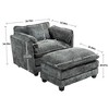 55.32'' Boucle Oversized Ergonomic Single Sofa with Double Deep Cushion, Thick Armrests and Ottoman - 2 of 4