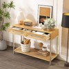 PAGED Retro Console Table with Gold Accents,Entryway Table with Geometric Drawers & 2-Tier Storage -Paulownia Veneer, Entryway Sofa Table - 2 of 4