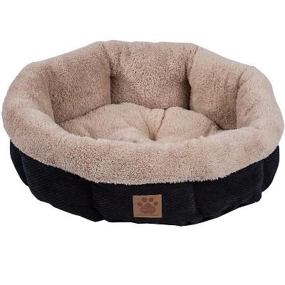 Petmate 7075995 SnooZZy Mod Chic Small Soft Round Shearling Small Dog or Cat Bed with Non-Slip Bottom, Machine Washable, Black