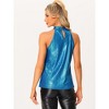 Allegra K Women's Casual Party Sparkle Sleeveless Halter Tops - 3 of 4