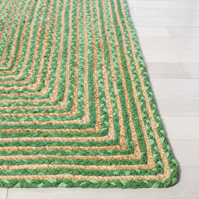 Handmade Green Cotton 6' x 9' Rectangular Area Rug