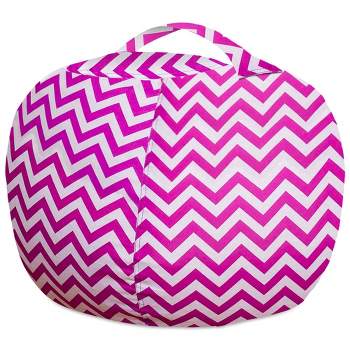 48" Stuffed Animal Storage Bean Bag Chair Cover for Kids' Chevron Purple/White - Posh Creations