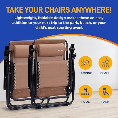 Cream Steel Mesh Zero Gravity Lounger Set with Cushions