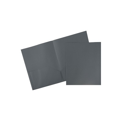 JAM Paper POP 2-Pocket Portfolio Plastic Folder Gray 96/Box (382EGYB)