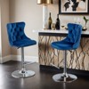 Modern Velvet Counter Height Swivel Bar Stools Chairs, Height-Adjustable Upholstered Barstools with Silver Legs, Set of 2 - 3 of 4
