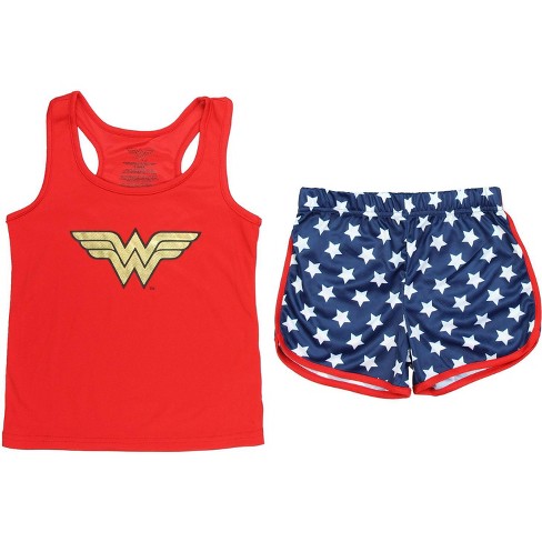 Wonder Woman Big Girls Logo Mesh Tank & Shorts Pj Set : Target
