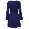 Coolmee Women's Dresses Wrap V-Neck Casual Ruffle Long Sleeve A-Line Mini Dress - 2 of 4
