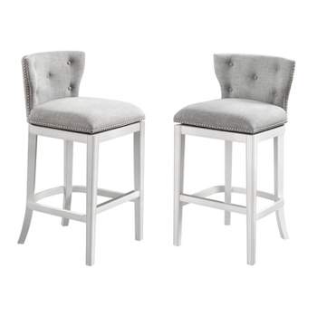 Set of 2 Miranda Swivel Bar Height Stools White - Alaterre Furniture