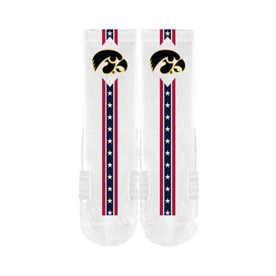 NCAA Iowa Hawkeyes Adult Flags Crew Socks - M/L