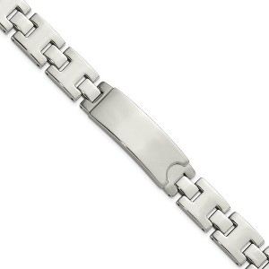 Black Bow Jewelry Men's 12mm Polished Stainless Steel I.D. Link Bracelet, 9 Inch - 1 of 4