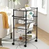Kitchen Utility Cart, 4 Tier Rolling Cart, 110 Lbs Capacity Storage Cart with Wheels & Handle Bar - 3 of 4