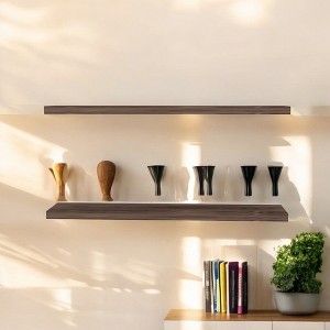 Alilang 9.80 Inch Modern Wall-Mounted Floating Shelves Set of Two - Walnut - 1 of 4