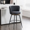 Set of 2 Swivel Bar Stools Upholstered with Elegant Metal Back Accents for Kitchen, Bar, or Dining Room - 4 of 4