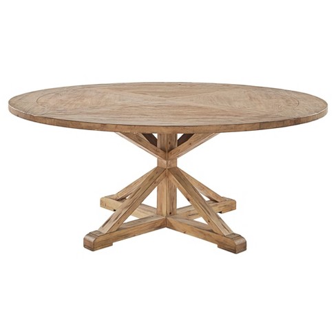 72" Sierra Round Farmhouse Pedestal Base Wood Dining Table ...