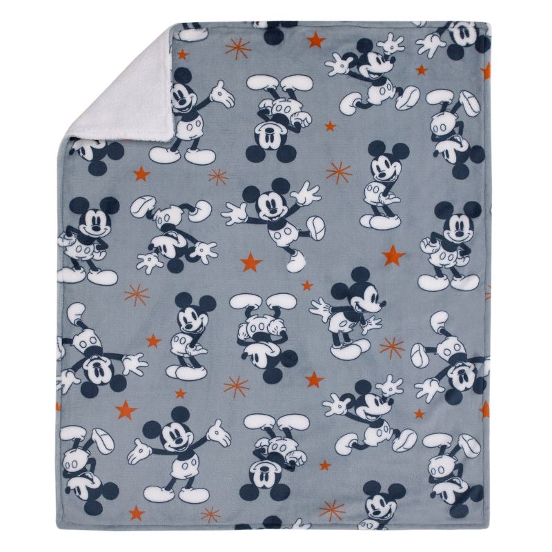 Disney Mickey Mouse Gray, Navy, White and Red Stars Super Soft Cuddly Plush Baby Blanket, 2 of 5