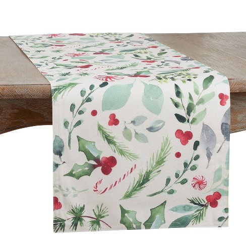 Saro Lifestyle Holiday Table Runner With Christmas Foliage and Candy Canes - image 1 of 3