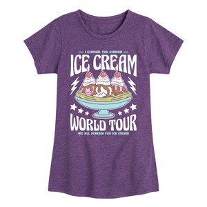Girls' - Instant Message - Ice Cream Rock n Roll World Tour Fitted Short Sleeve Graphic T-Shirt - 1 of 4