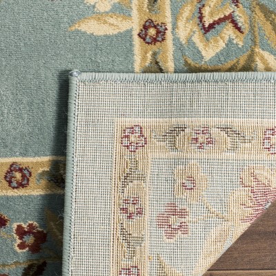 Classic Square Blue Trellis Hand-Knotted Easy Care Area Rug