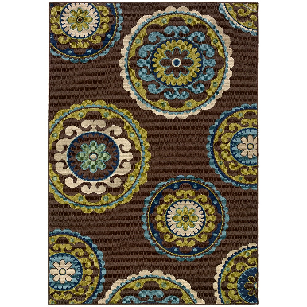  Cozumel Medallions Patio Rug Brown/Green
