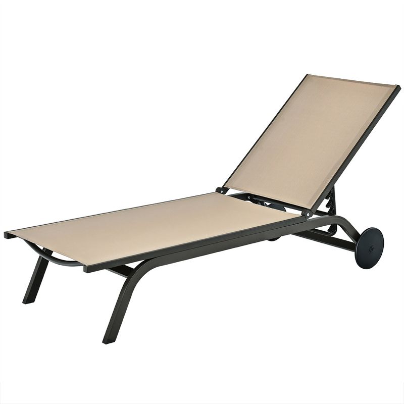 Costway Outdoor Patio Lounge Chair Chaise Reclining Aluminum Fabric Adjustable, 4 of 11
